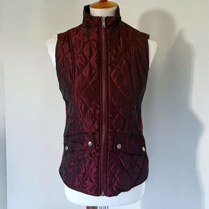 Westport Full Zip Vest Womens Plus Size XS Iridescent Burgundy Stretch Side
